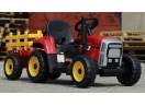 Tractor electric 12V cu Remorca, Blutooth si Telecomanda inclus #Rosu